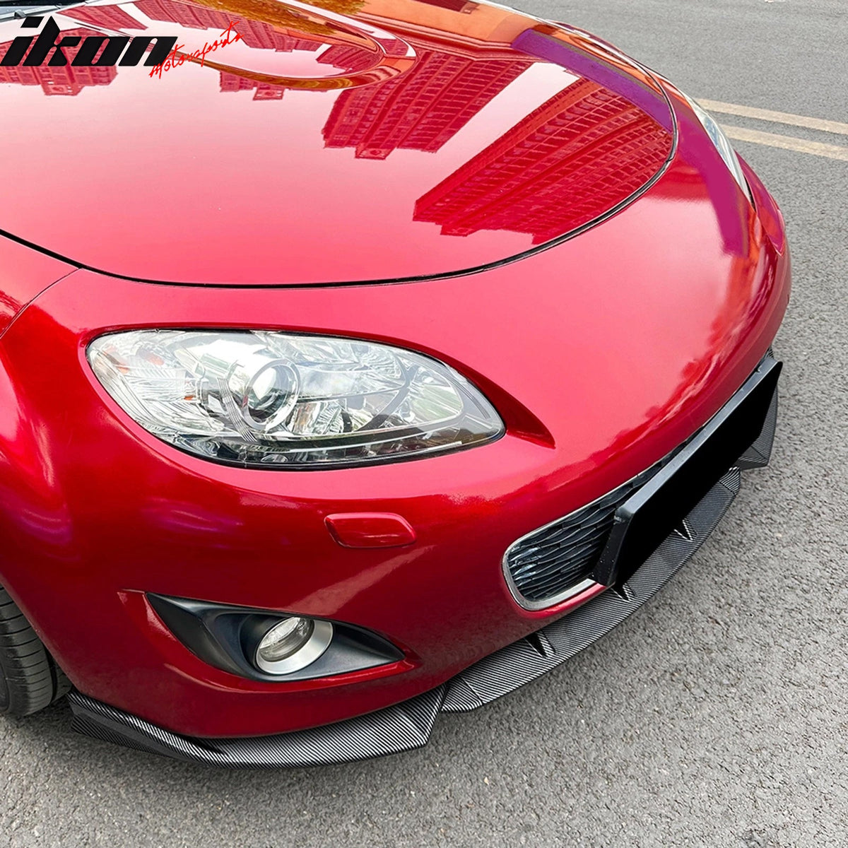 2009-2012 Mazda MX-5 Miata Carbon Fiber Print Front Bumper Lip IKON Style 3PCS