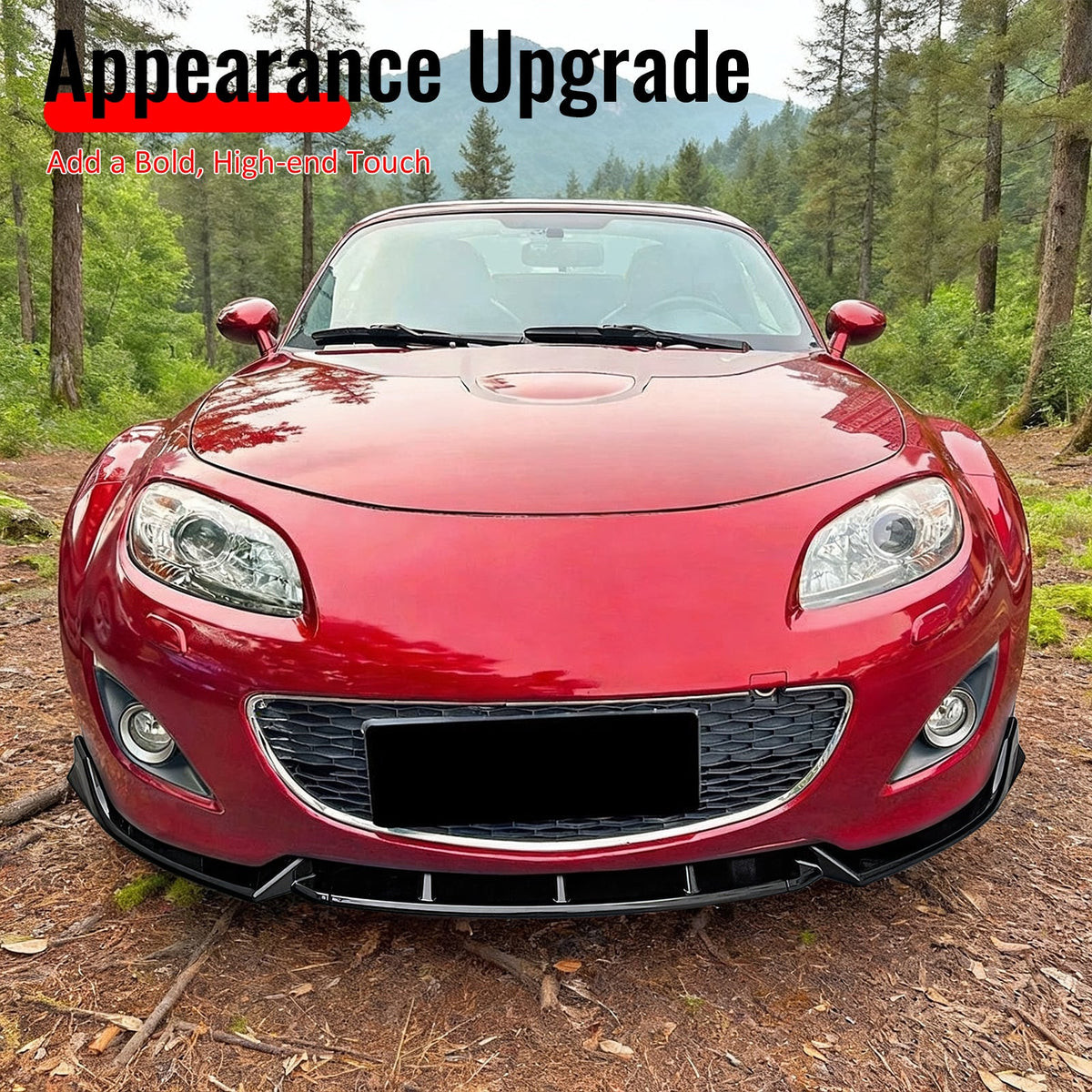 2009-2012 Mazda MX-5 Miata Gloss Black Front Bumper Lip IKON Style Spoiler 3PCS