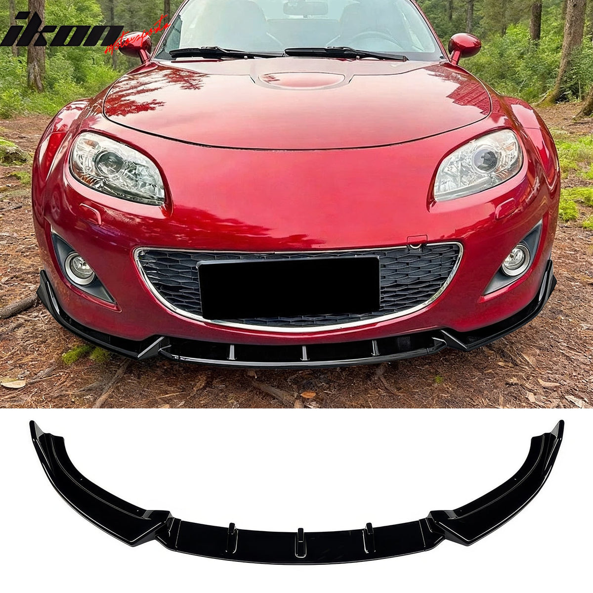 2009-2012 Mazda MX-5 Miata Gloss Black Front Bumper Lip IKON Style Spoiler 3PCS