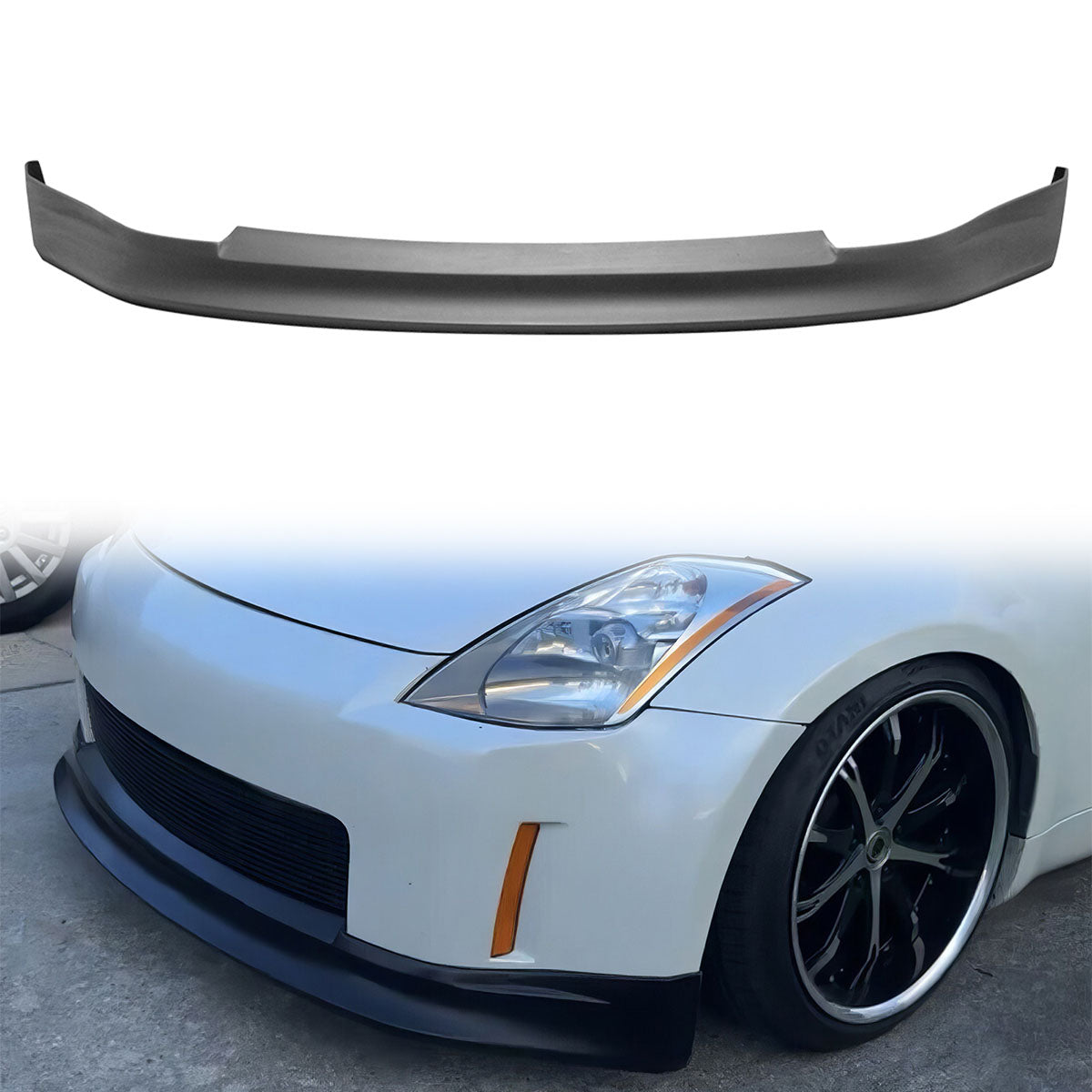 2003-2005 Nissan 350Z V Style Unpainted Black Front Bumper Lip PU