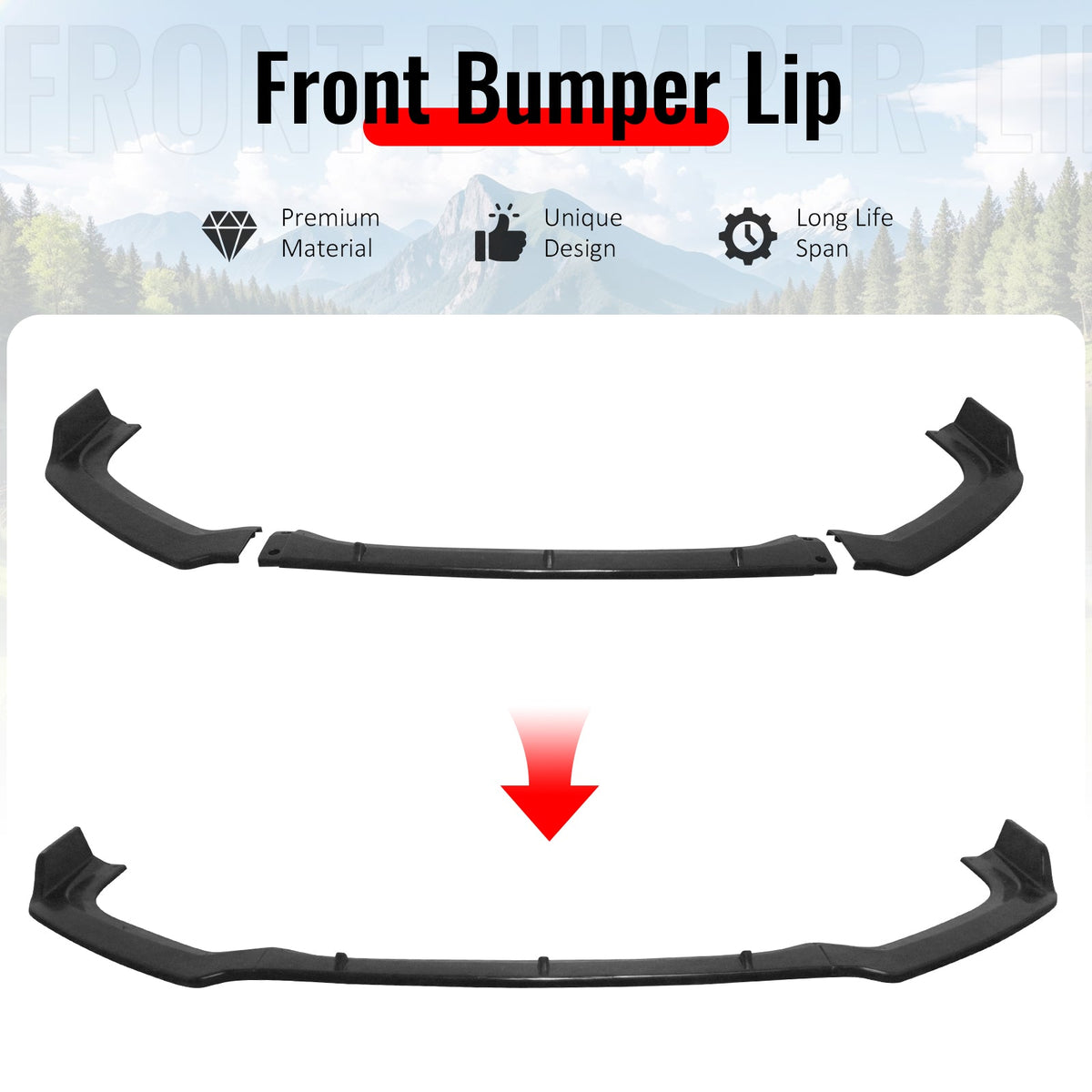 2019-2022 Nissan Altima IK Style Front Bumper Lip Unpainted PU 3PCS