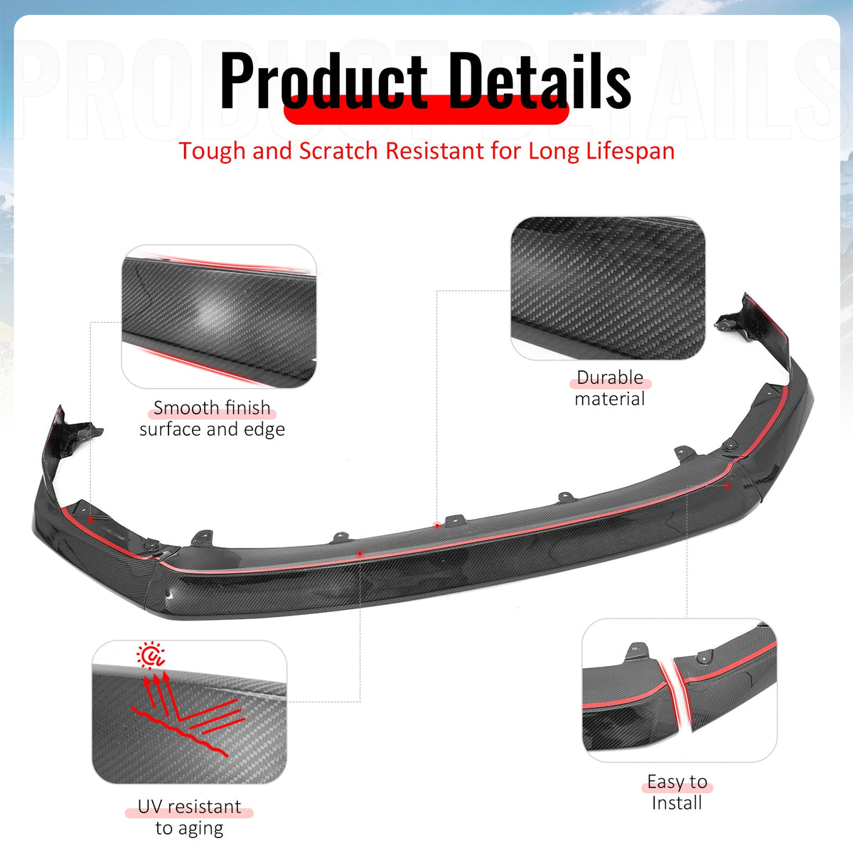 2022-2026 Subaru WRX OI Style Real Carbon Fiber Front Bumper Lip Lower Spoiler Guard 3PCS Set