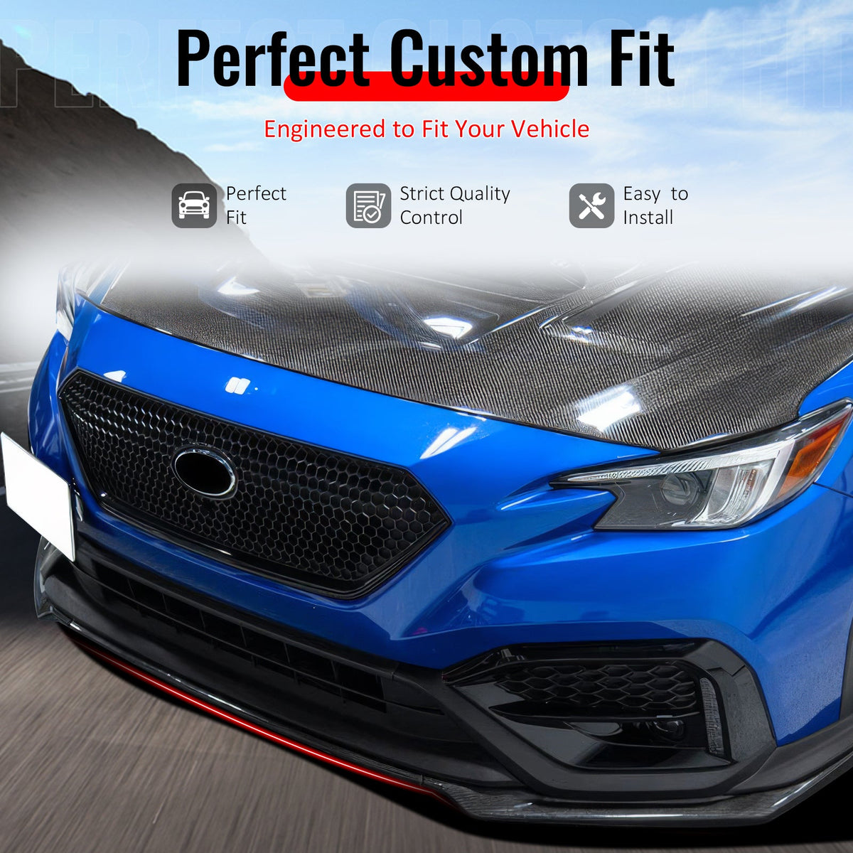 2022-2026 Subaru WRX STI Style Real Carbon Fiber Front Bumper Lip Lower Spoiler Guard 3PCS Set