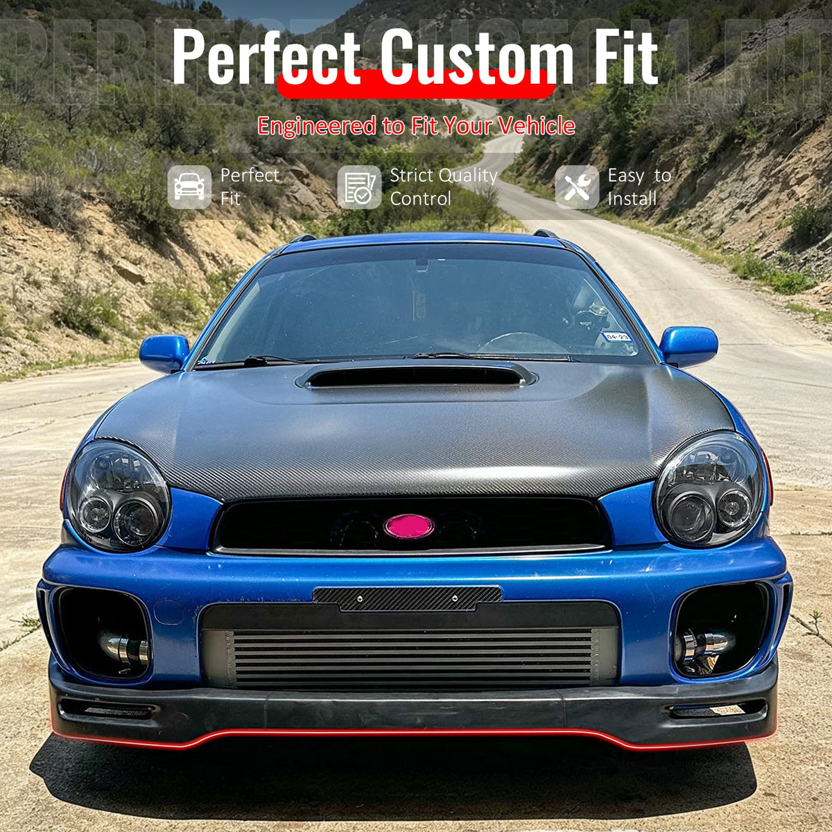 2002-2003 Subaru Impreza Sedan STI Style Front Bumper Lip Spoiler Unpainted PU 3PCS Set