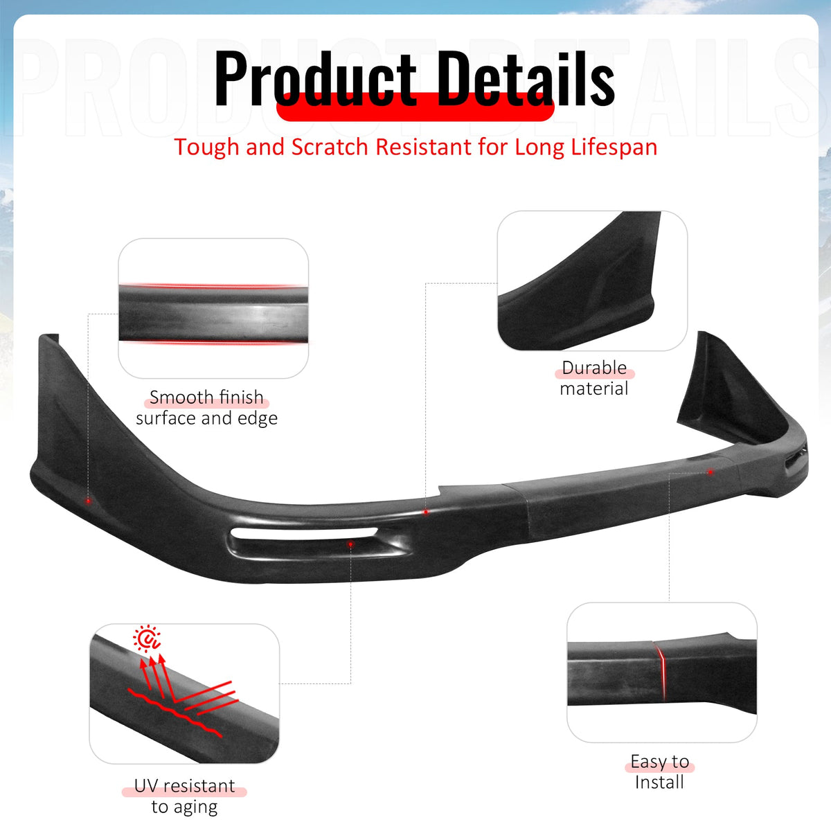 2002-2003 Subaru Impreza Sedan STI Style Front Bumper Lip Spoiler Unpainted PU 3PCS Set