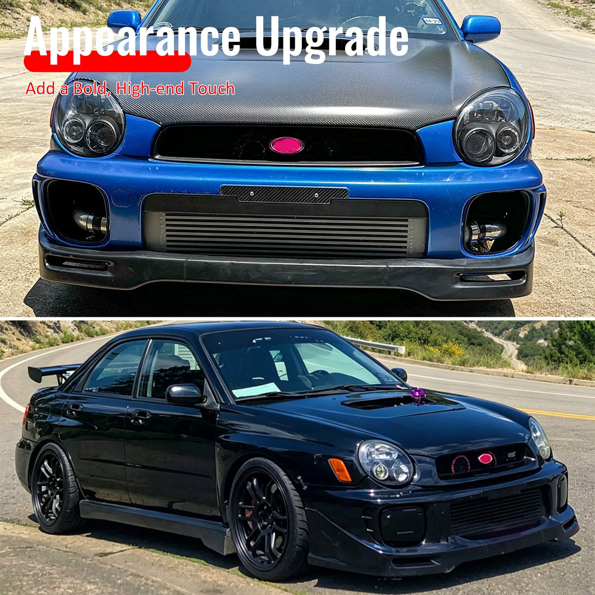 2002-2003 Subaru Impreza Sedan STI Style Front Bumper Lip Spoiler Unpainted PU 3PCS Set