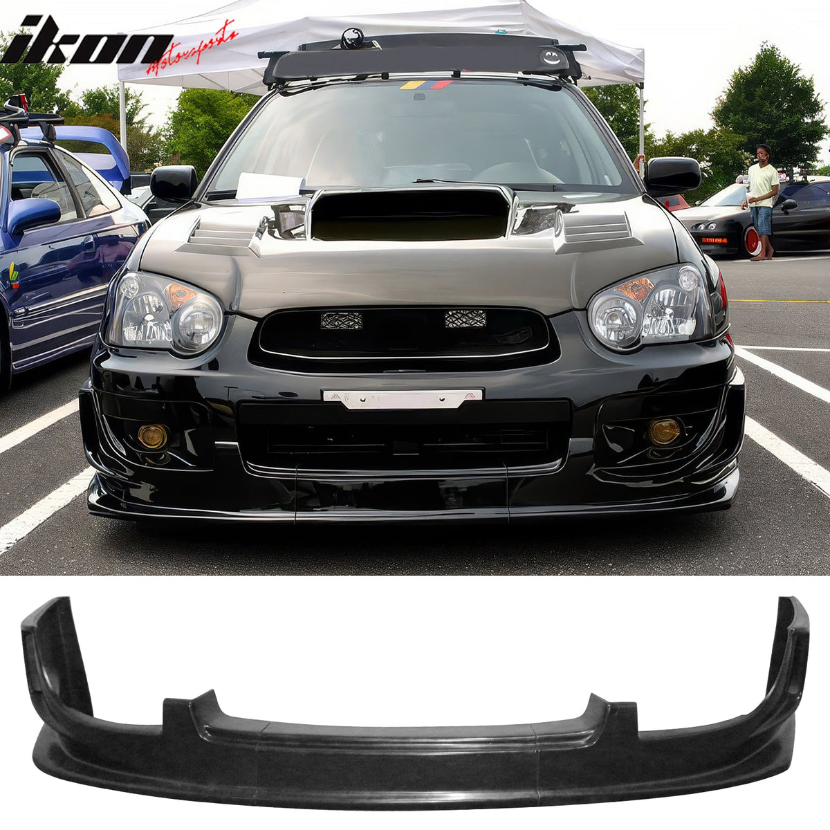 2004-2005 Subaru Impreza WRX 3PCS Front Lower Bumper Lip Air Dam Chin Spoiler Splitter Unpainted Black Polyurethane PU