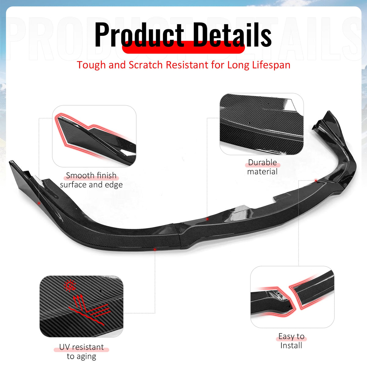 2006-2007 Subaru Impreza WRX & WRX STI CS2 Style Front Bumper Lip Spoiler Carbon Fiber Print PP 3PCS