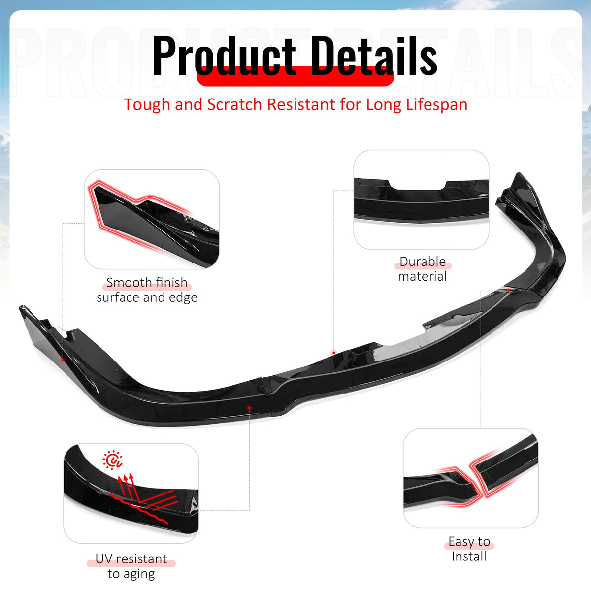 2006-2007 Subaru Impreza WRX & WRX STI CS2 Style Front Bumper Lip Spoiler Gloss Black PP 3PCS