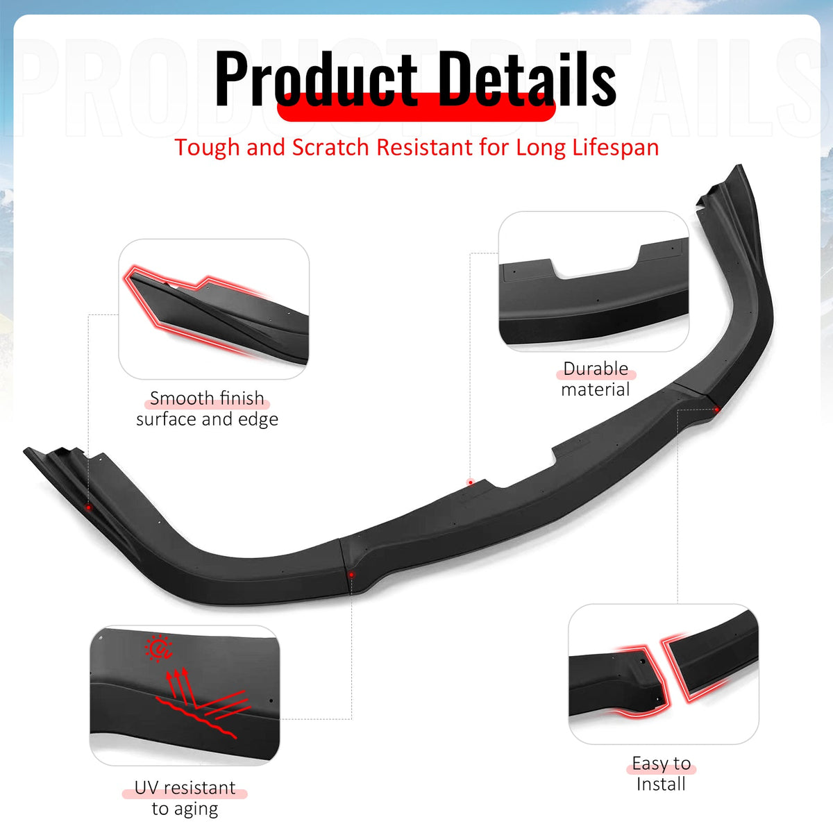 2006-2007 Subaru Impreza WRX & WRX STI CS2 Style Front Bumper Lip Spoiler Matte Black PP 3PCS