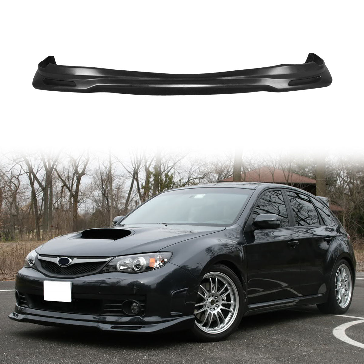 2008-2010 Subaru Impreza GR Style Unpainted Black Front Bumper Lip PU