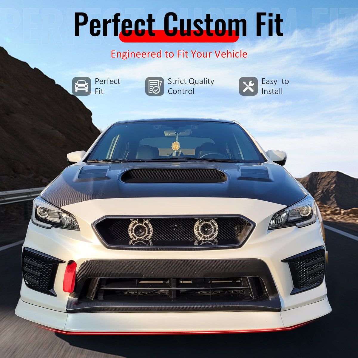 2015-2021 Subaru WRX & WRX STI OI Style Carbon Fiber Front Bumper Lip Spoiler Air Dam Chin 3PCS