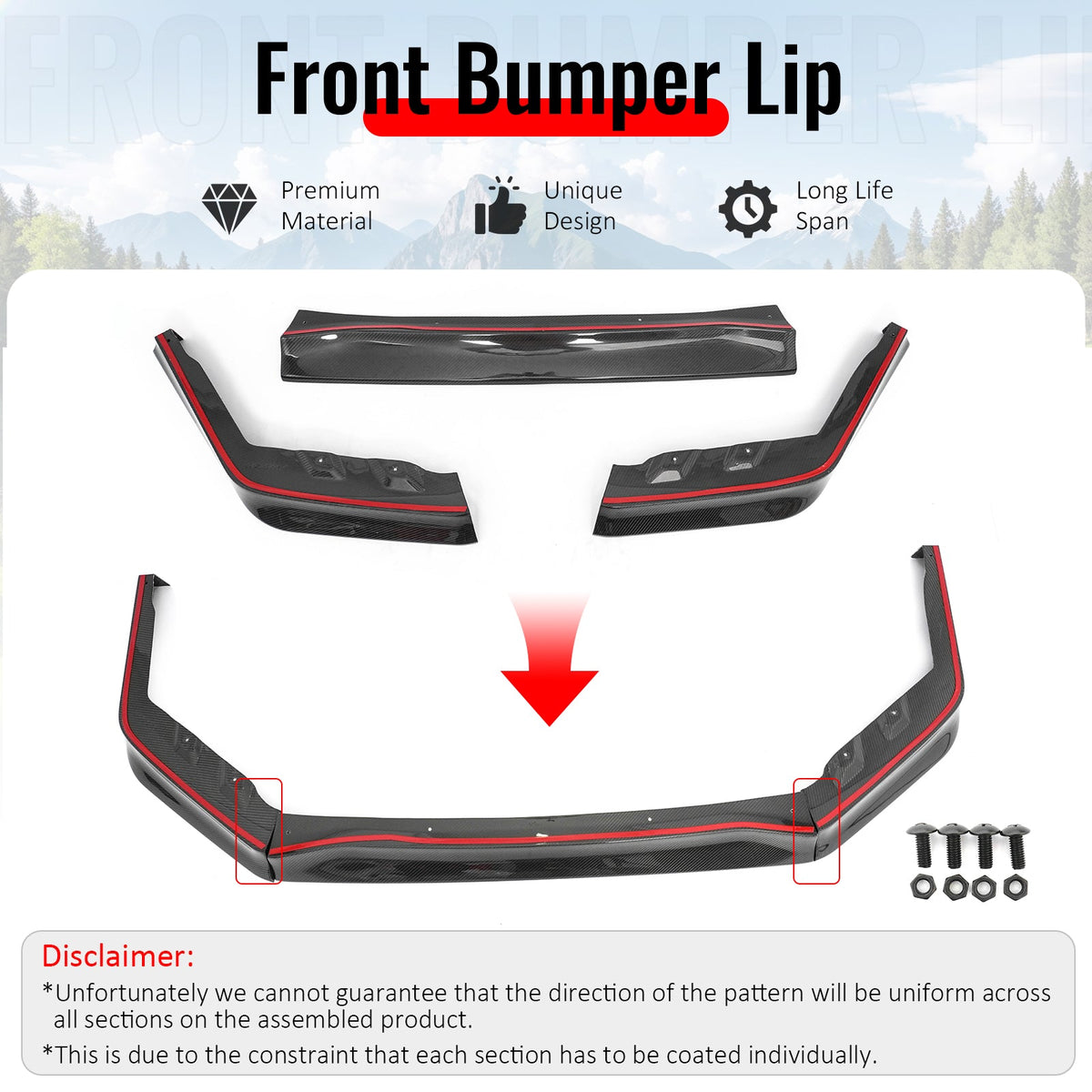 2015-2021 Subaru WRX & WRX STI OI Style Carbon Fiber Front Bumper Lip Spoiler Air Dam Chin 3PCS