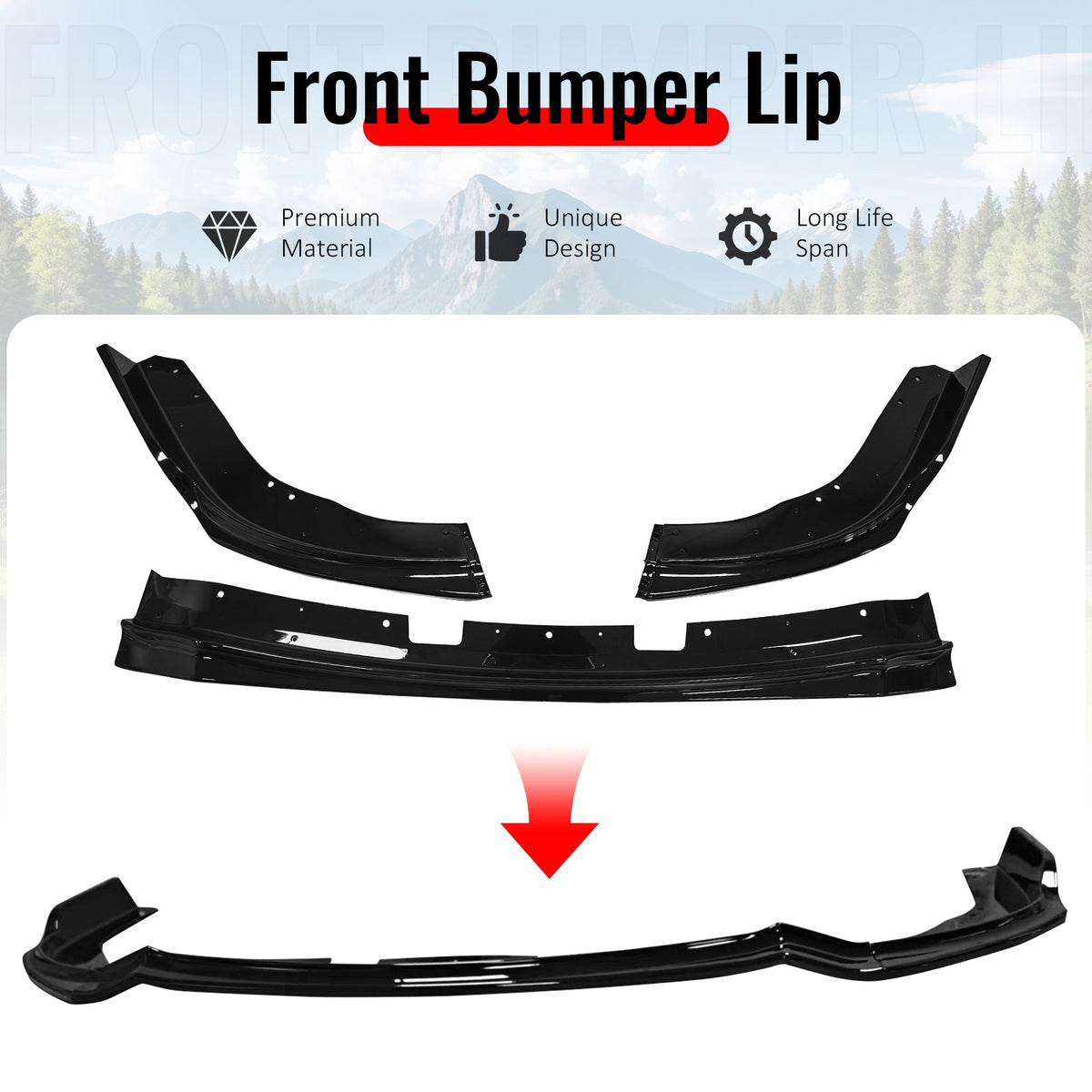 2011-2014 Subaru Impreza WRX & WRX STI IKON Style Gloss Black Front Bumper Lip PP