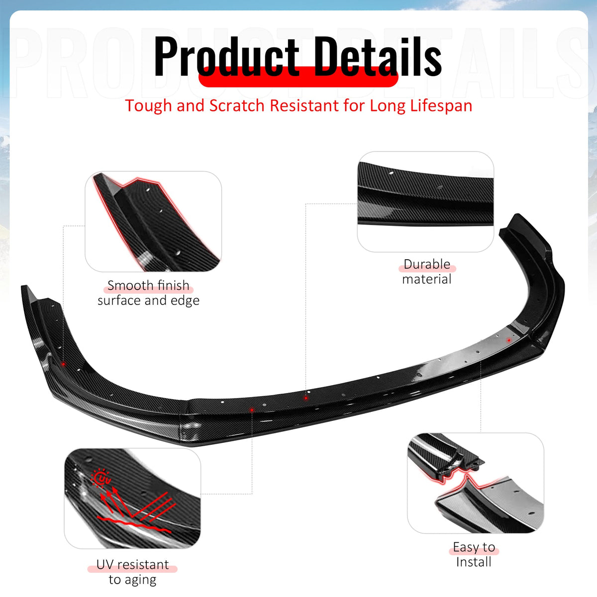 2008-2010 Subaru Impreza WRX STI IKON Style Carbon Fiber Print Front Bumper Lip PP