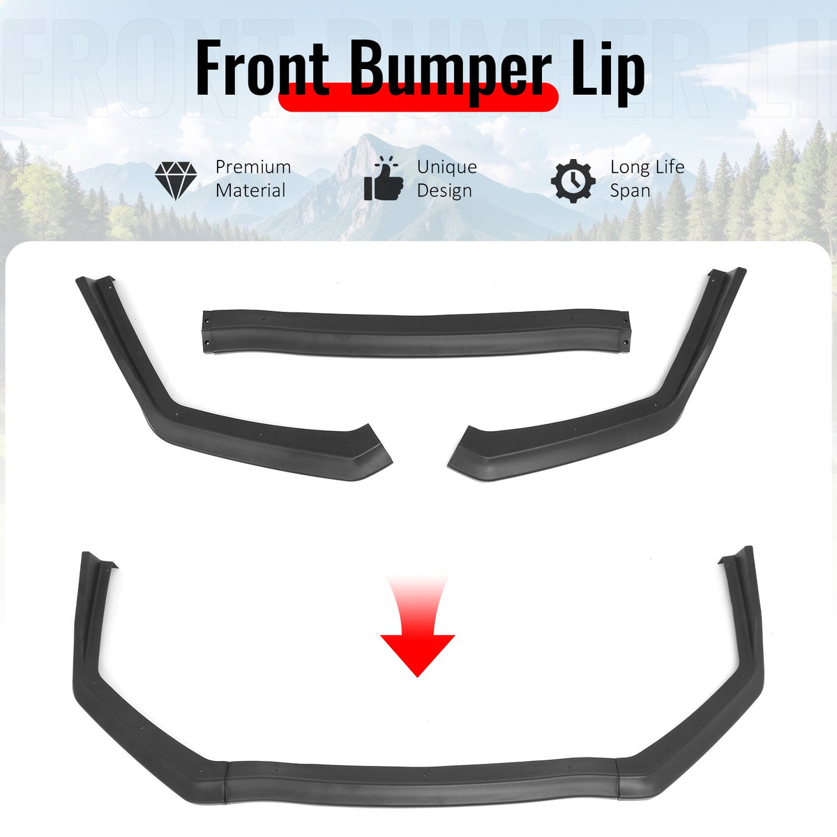 2015-2021 Subaru WRX & WRX STI Matte Black Front Bumper Lip Spoiler PP 3PCS Set