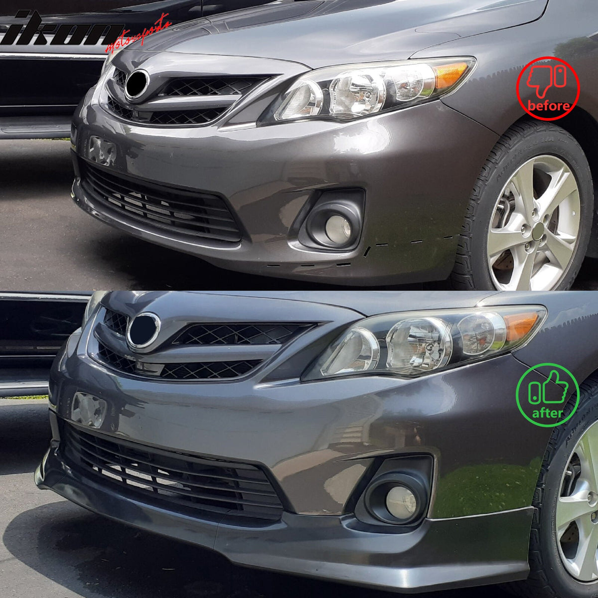 2011-2013 Toyota Corolla T Style Matte Black Front Bumper Lip PP