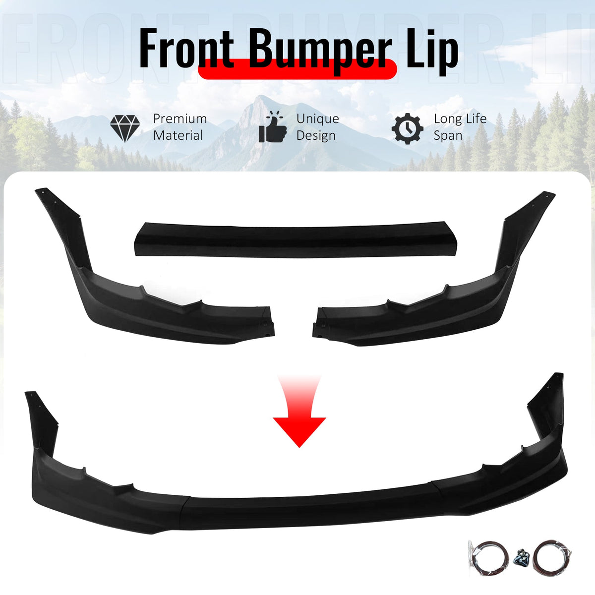2011-2013 Toyota Corolla T Style Matte Black Front Bumper Lip PP
