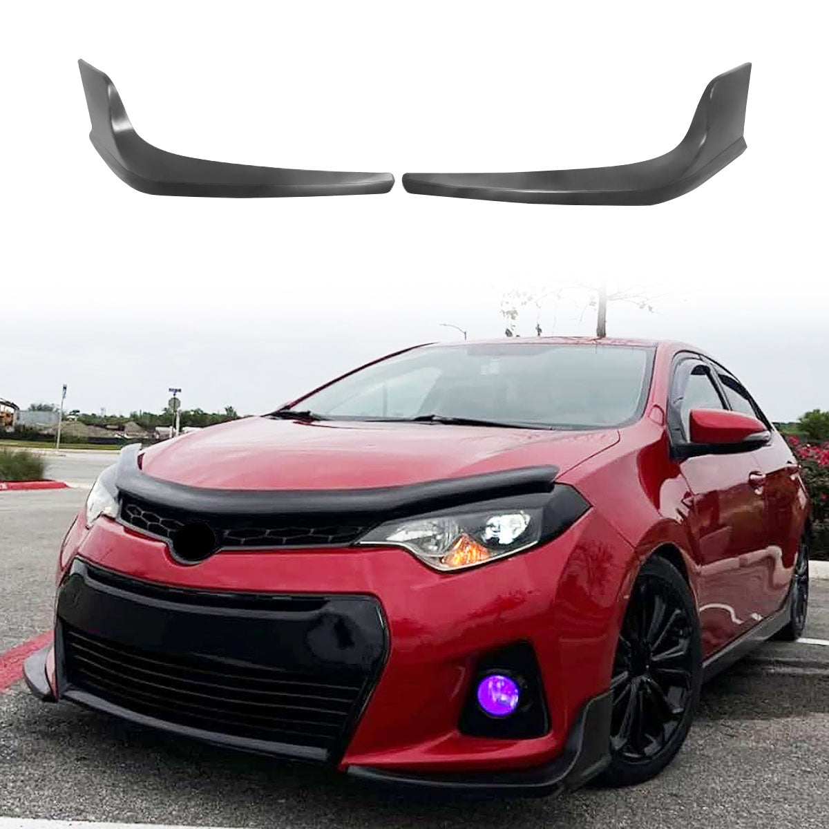 2014-2016 Toyota Corolla S Unpainted Front Bumper Lip Splitter 2PC PU