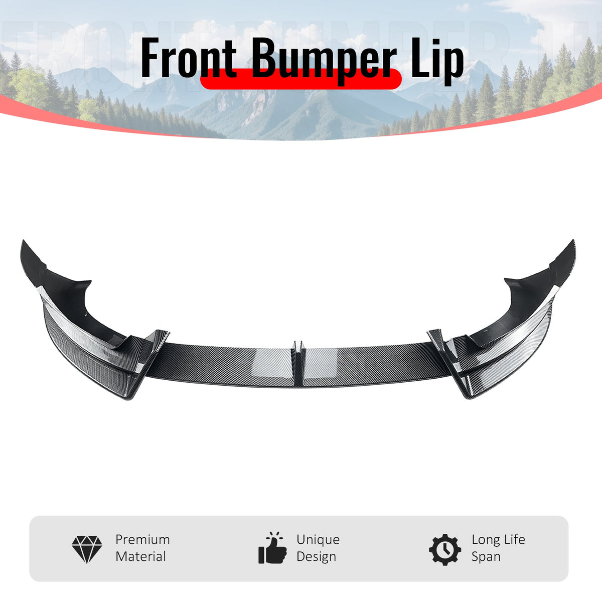 2026 Tesla Model Y Juniper Premium 3PCS Front Lower Bumper Lip Air Dam Chin Spoiler Splitter IKON Style Painted Carbon Fiber Print ABS Plastic