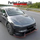 2026 Tesla Model Y Juniper Premium 3PCS Front Lower Bumper Lip Air Dam Chin Spoiler Splitter IKON Style Painted Gloss Black ABS Plastic