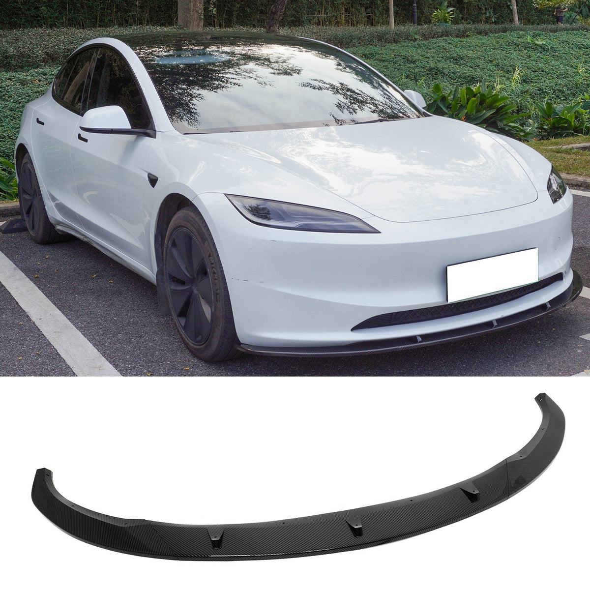 2024-2026 Tesla Model 3 PP Front Bumper Lip 3PCS - IKON V4 Style