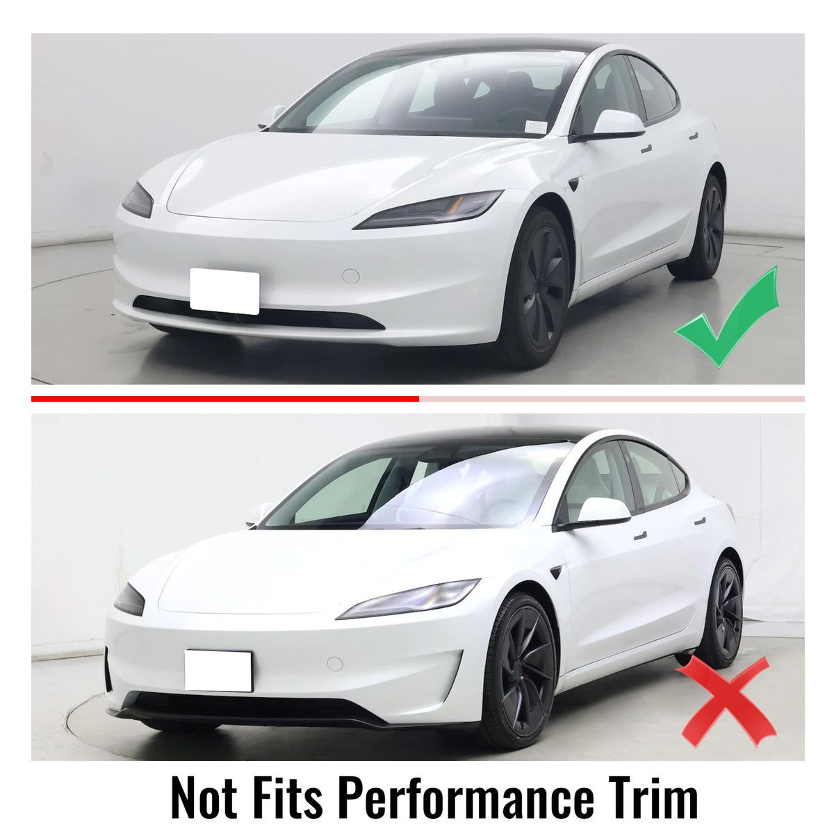 2024-2026 Tesla Model 3 PP Front Bumper Lip 3PCS - IKON V4 Style