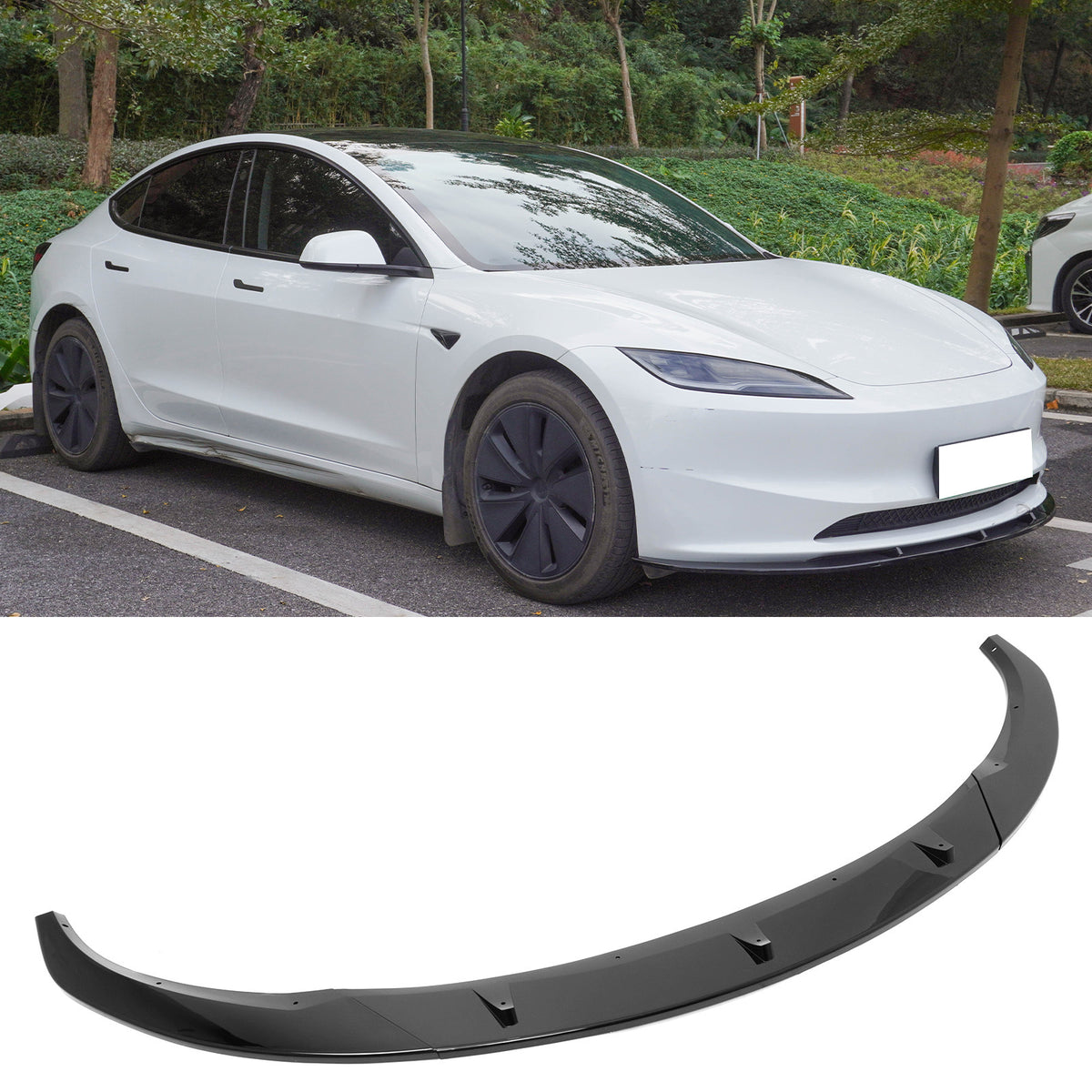 2024-2026 Tesla Model 3 PP Front Bumper Lip 3PCS - IKON V4 Style