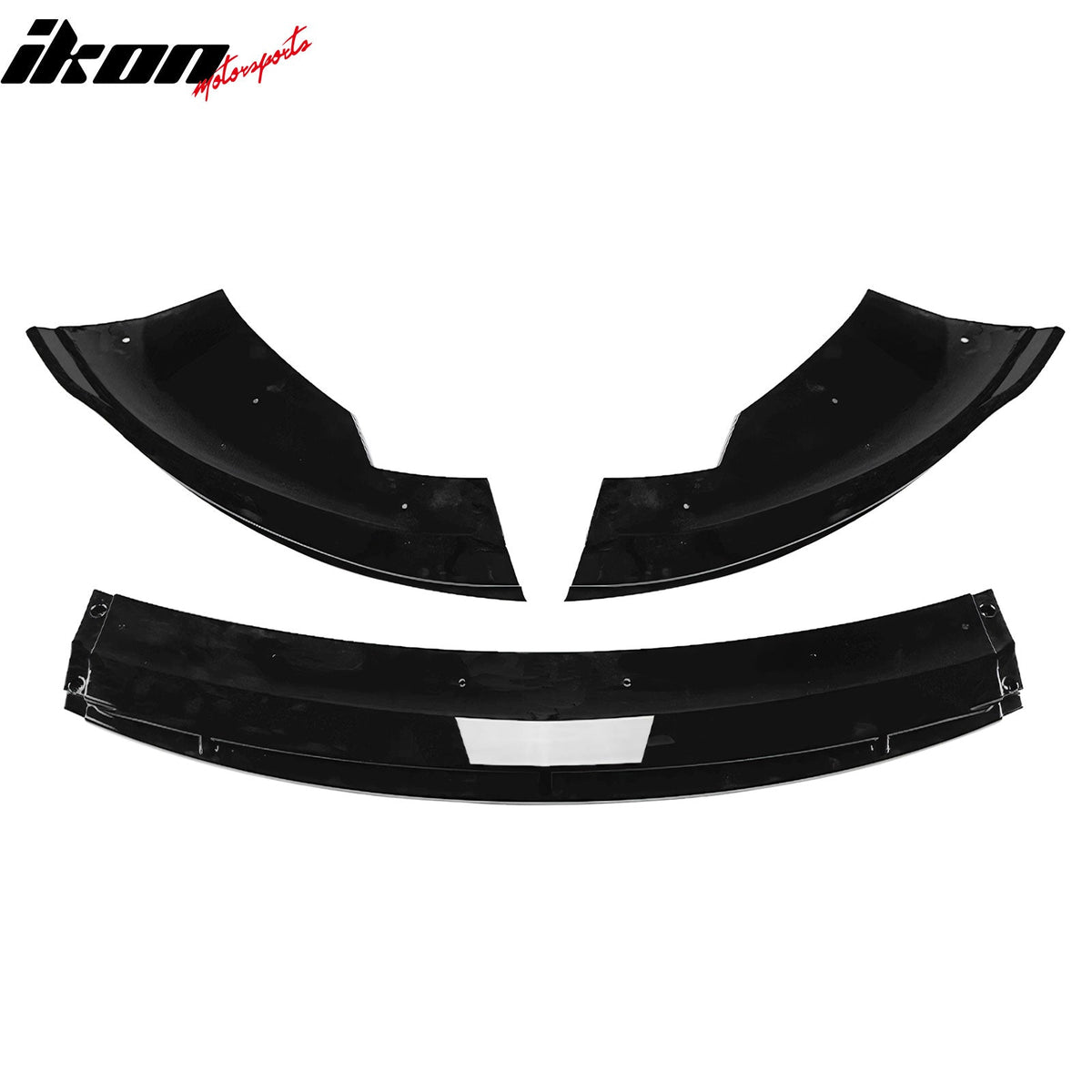 2024-2026 Tesla Model 3 (Not Fit Performance) 3PCS Front Lower Bumper Lip Air Dam Chin Spoiler Splitter IKON V4 Style Painted Gloss Black ABS Plastic