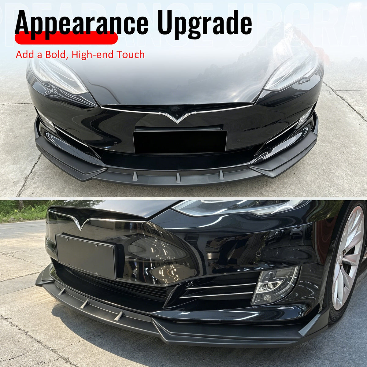 2016-2021 Tesla Model S Carbon Fiber Print Front Bumper Lip Chin Spoiler PP
