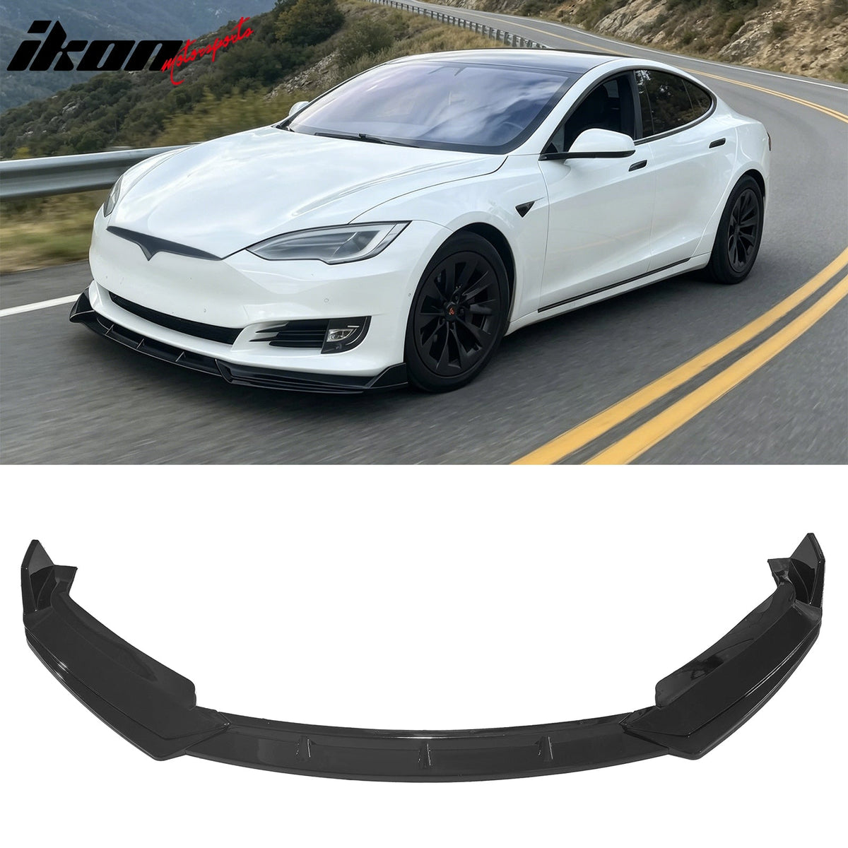 2016-2021 Tesla Model S Gloss Black Front Bumper Lip Chin Spoiler PP