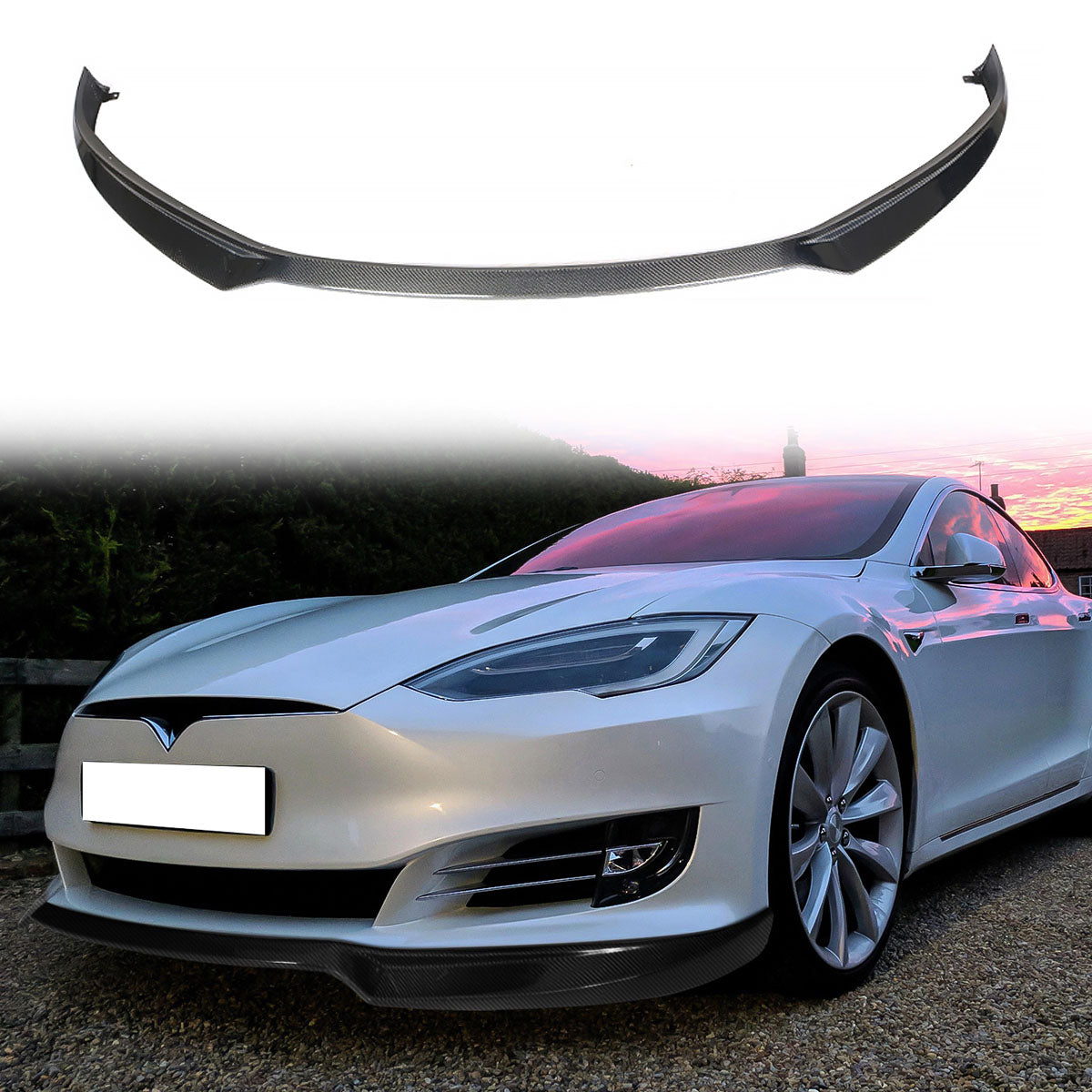 2017-2020 Tesla Model S IKON Style Front Bumper Lip Carbon Fiber