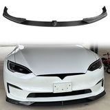 2021-2025 Tesla Model S Gloss Black V Front Bumper Lip Carbon Fiber