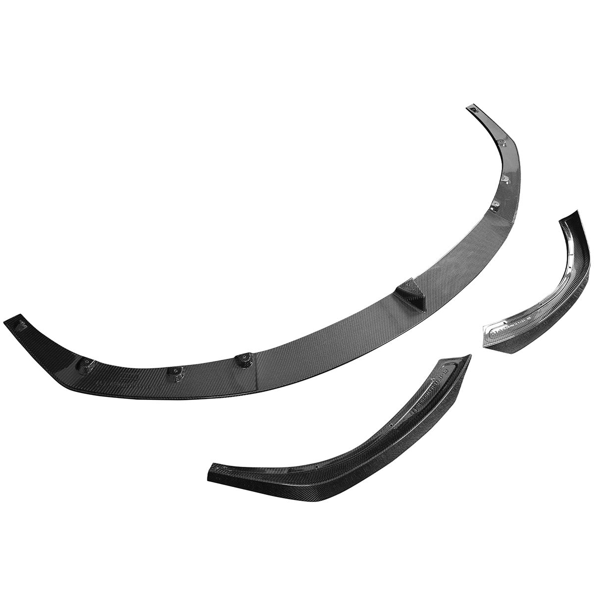 2021-2025 Tesla Model S Gloss Black V Front Bumper Lip Carbon Fiber