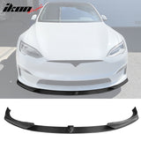 2021-2025 Tesla Model S Gloss Black V Front Bumper Lip Carbon Fiber