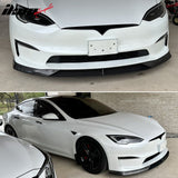 2021-2025 Tesla Model S Gloss Black V Front Bumper Lip Carbon Fiber