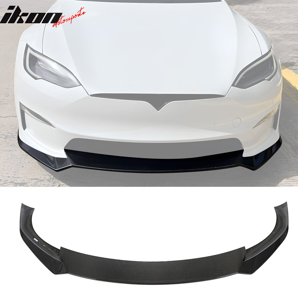 2021-2024 Tesla Model S Gloss Black Revozport Front Lip Carbon Fiber
