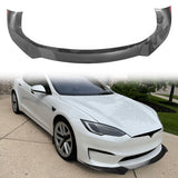 2021-2026 Tesla Model S Track Pack Front Bumper Lip Carbon Fiber Print