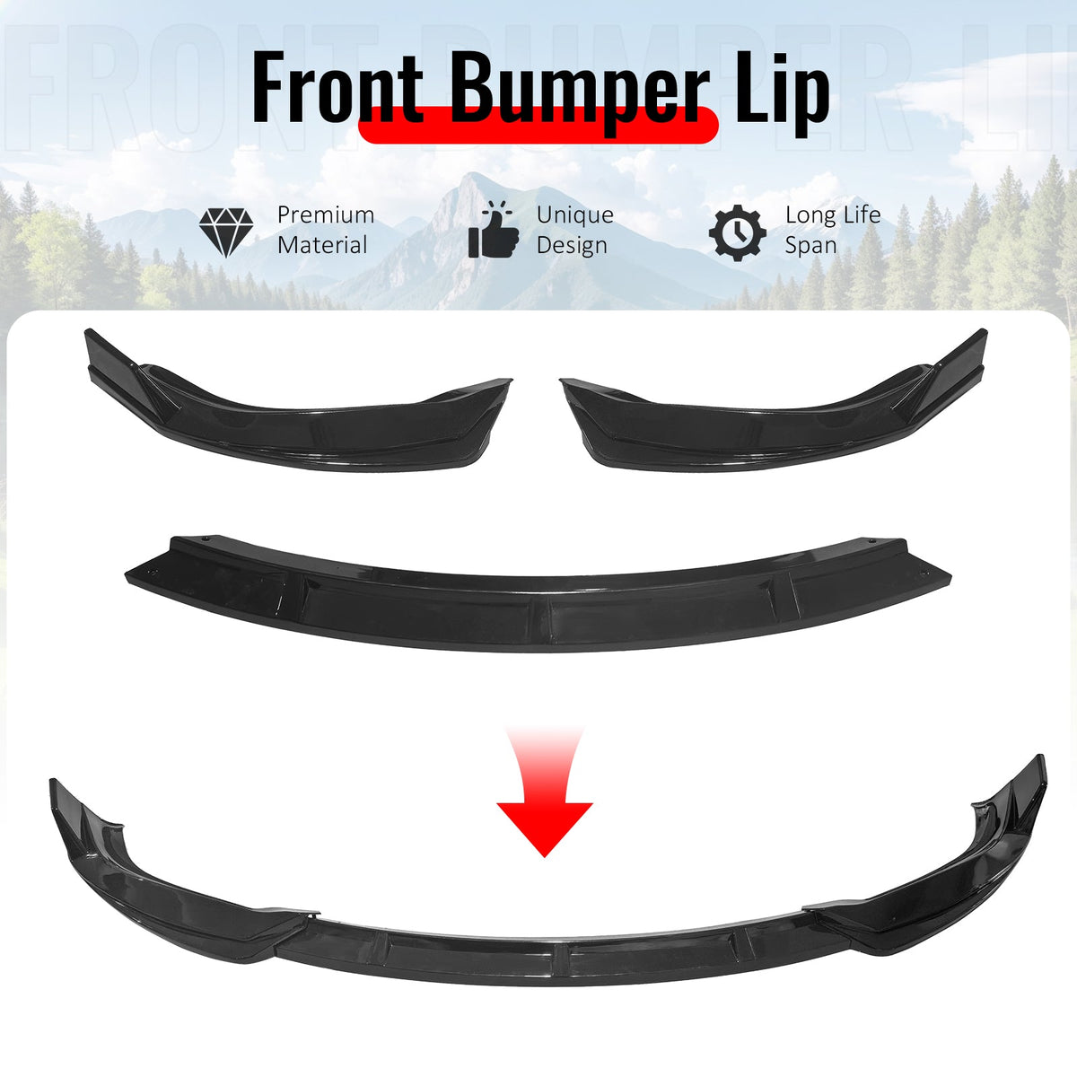 2016-2021 Tesla Model X Gloss Black Front Bumper Lip Chin Spoiler PP