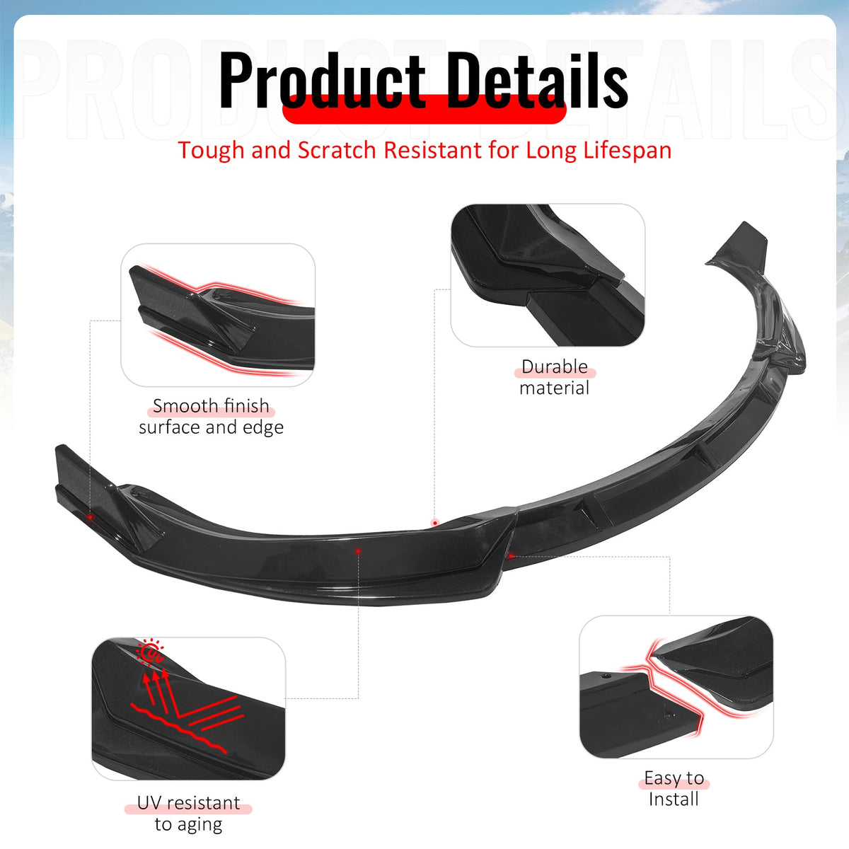 2016-2021 Tesla Model X Gloss Black Front Bumper Lip Chin Spoiler PP