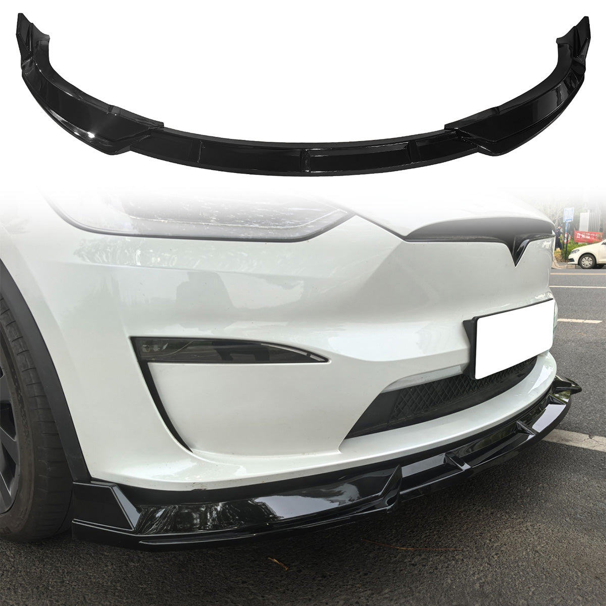 2022-2026 Tesla Model X IKON Style Gloss Black Front Bumper Lip PP