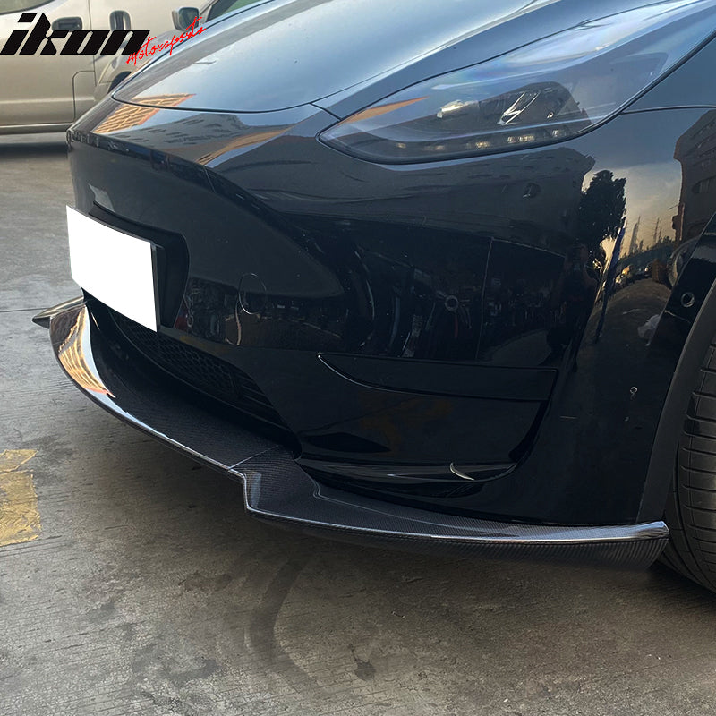 2020-2024 Tesla Y Track Pack Gloss Black Front Bumper Lip Carbon Print