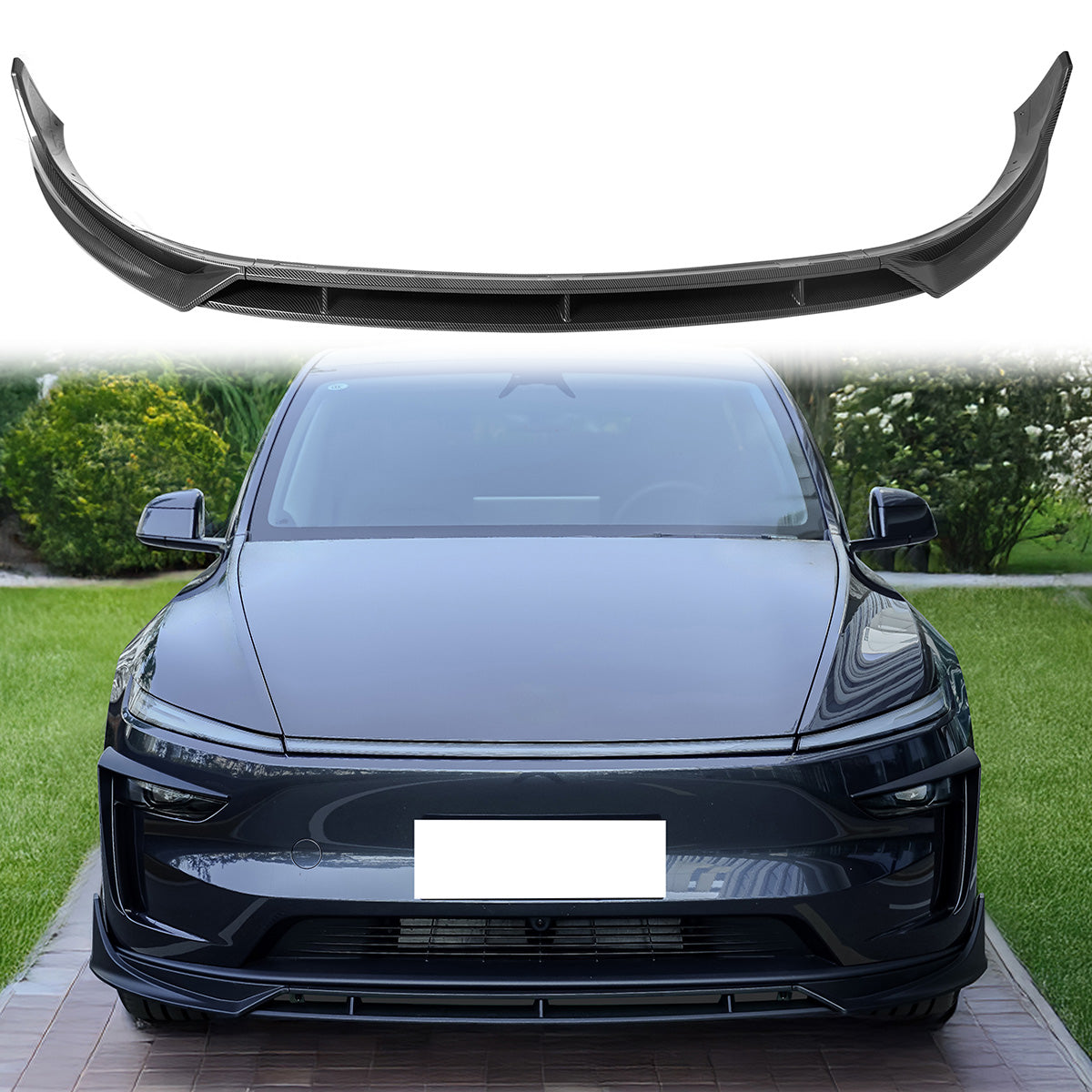 2025-26 Tesla Model Y Juniper Carbon Fiber Print 4PC Front Bumper Lip