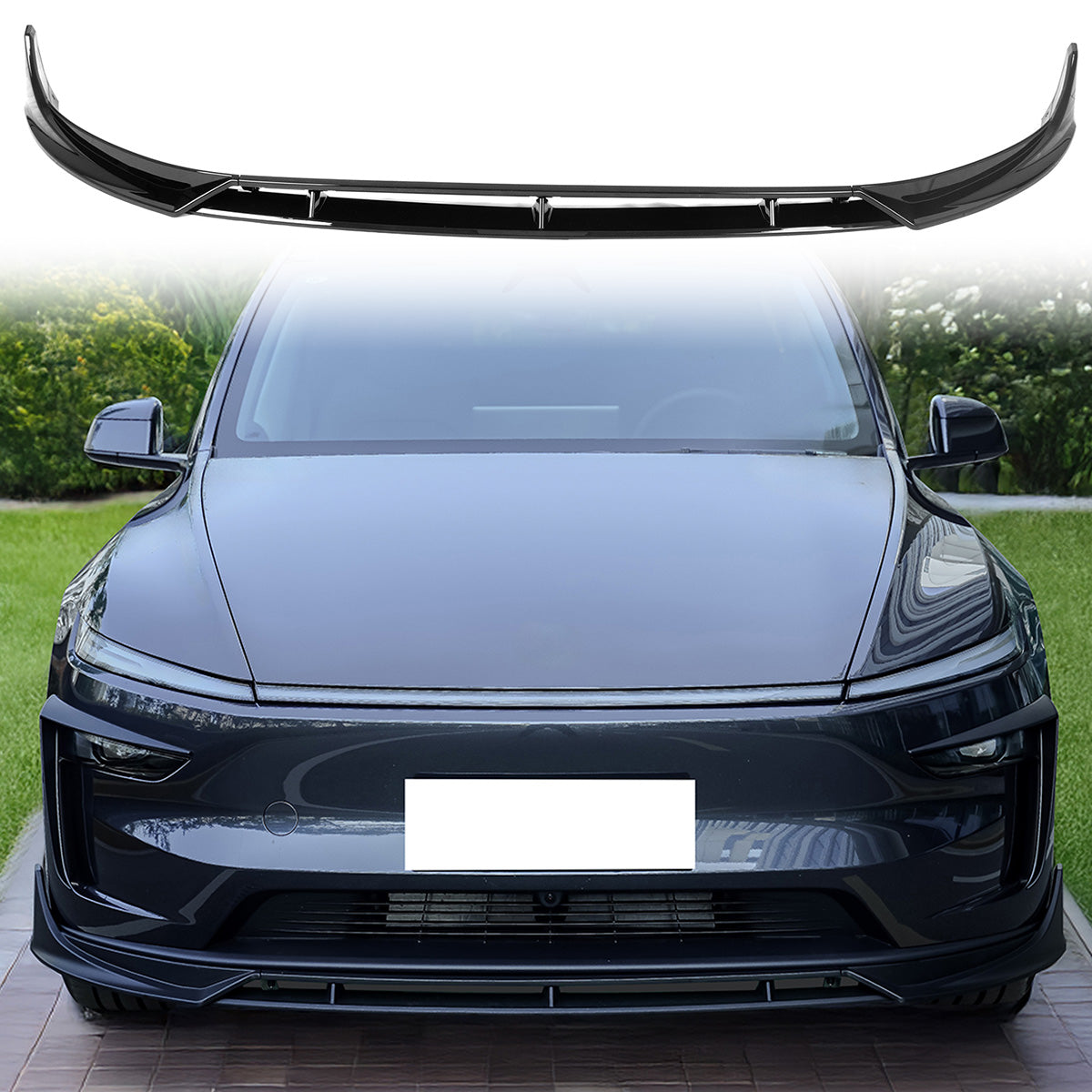 2025-2026 Tesla Model Y Juniper Front Bumper Lip 4PC Gloss Black Kit