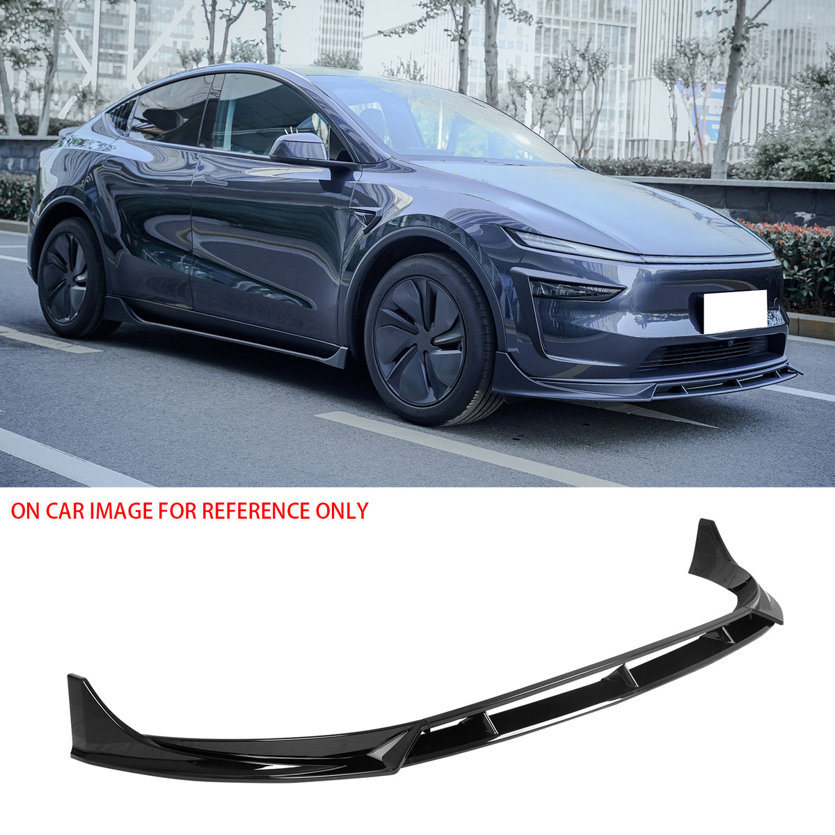 2025-2026 Tesla Model Y Juniper Front Bumper Lip 4PC Gloss Black Kit