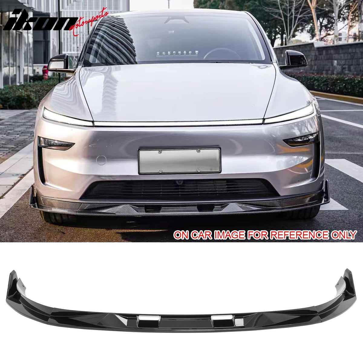 2025-2026 Tesla Model Y (New Model Y, Code Juniper) IKON V2 Style Gloss Black ABS Air Dam Chin Spoiler Protector Splitter 3PCS