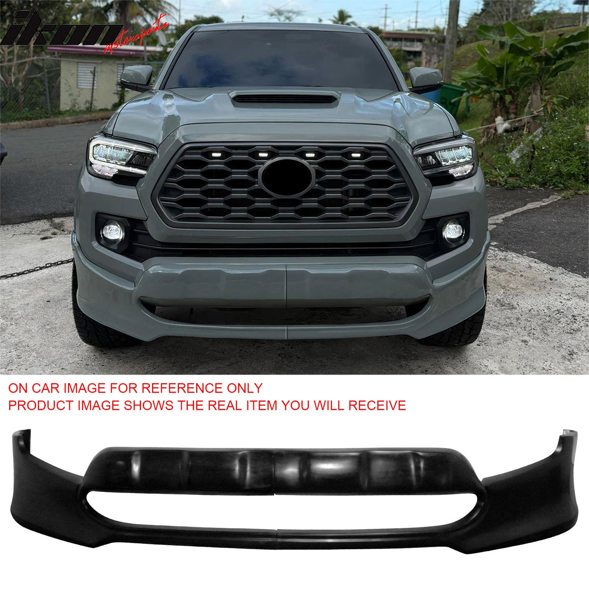 2016-2023 Toyota Tacoma IKON Style Unpainted Black Front Bumper Lip PU Polyurethane Air Dam Chin Lower Spoiler Splitter 2PCS