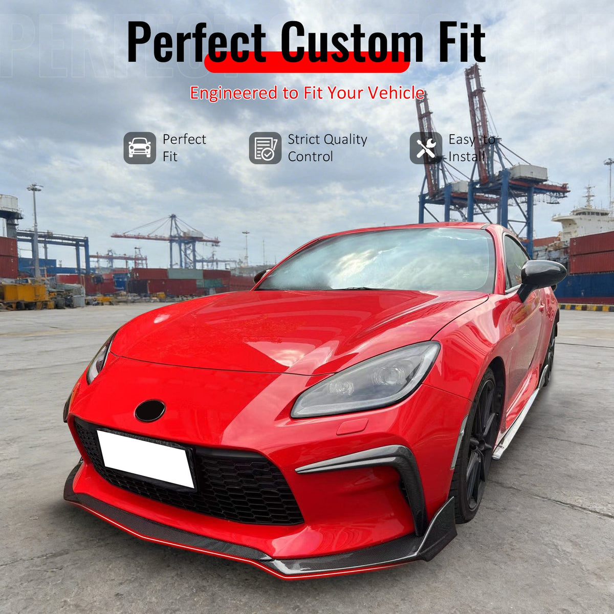 2022-2026 Toyota GR86 T Style Carbon Fiber Print Front Bumper Lip Spoiler PP
