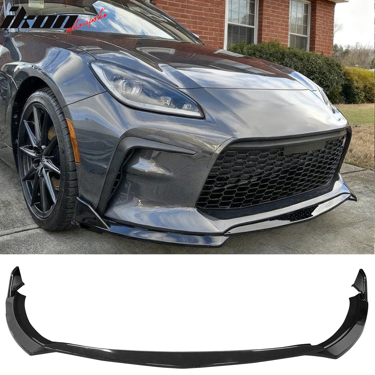 2022-2026 Toyota GR86 T Style Gloss Black Front Bumper Lip Spoiler PP