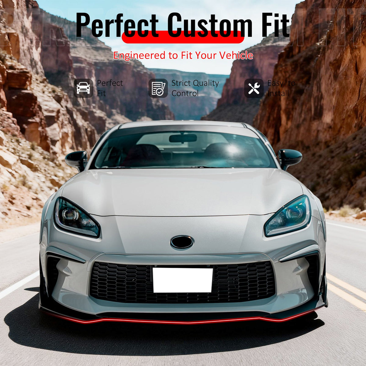 2022-2026 Toyota GR86 T Style Matte Black Front Bumper Lip Spoiler PP